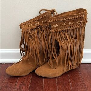 Fringe Suede Tan Boots